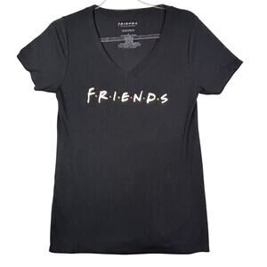 Friends TV Show Logo Black V-Neck T-Shirt Women’s Medium